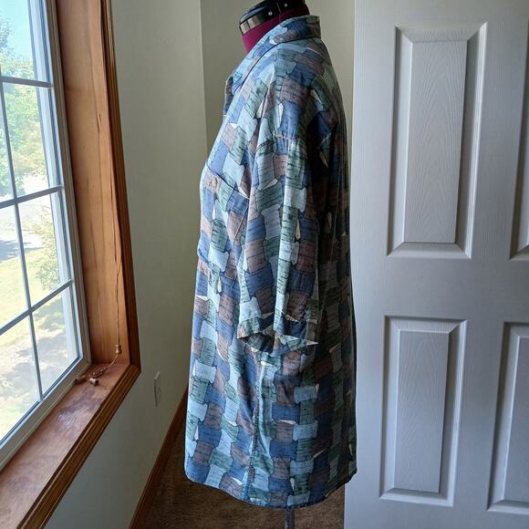 Pierre Cardin Mens Large Short Sleeve Casual Button up geometric print shirt - Picture 3 of 14